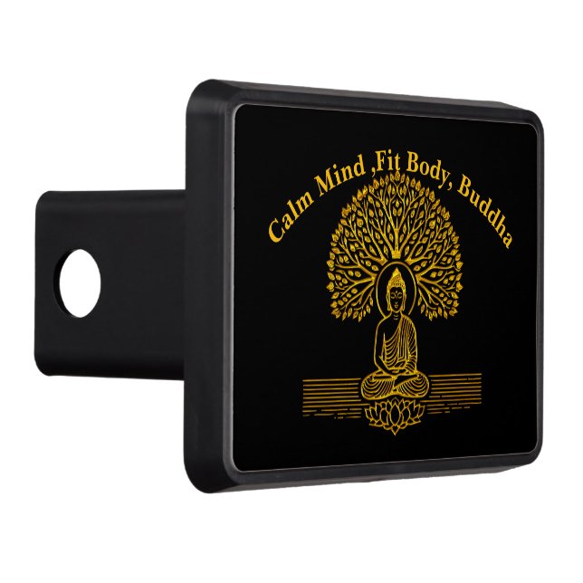 Gold Buddha Under a Tree With Lotus Flower Trailer Hitch Cover (Right)