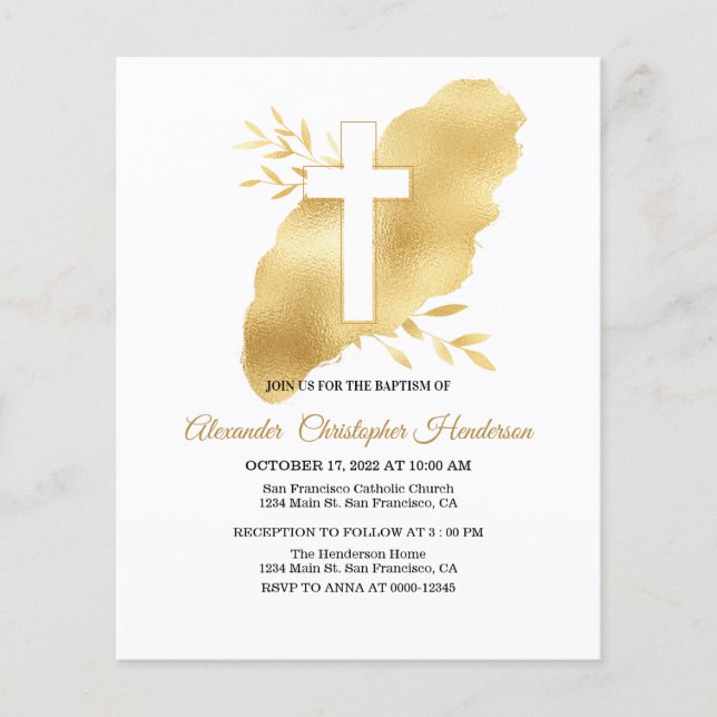 Gold/BUDGET/Baptism Invitation. Flyer (Front)