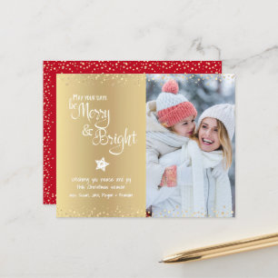 Gold Budget Photo Days Be Merry Bright Script Card