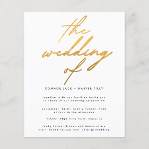 GOLD Budget Wedding Invite Detail QR Code Modern Flyer