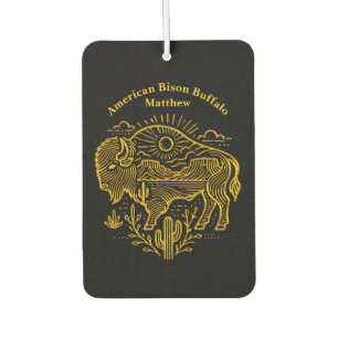 Gold Buffalo Grazing Under The Sun Near Mountains Air Freshener
