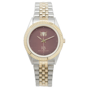 Gold Buffalo Skull Red  Metallic Watch