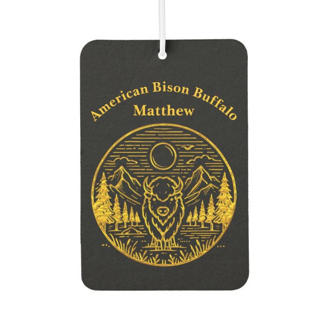 Gold Buffalo Stands Majestically in Nature Scene Air Freshener (Front)