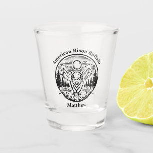 Gold Buffalo Stands Majestically in Nature Scene Shot Glass