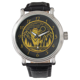 Gold Buffalo Stands Majestically in Nature Scene Watch