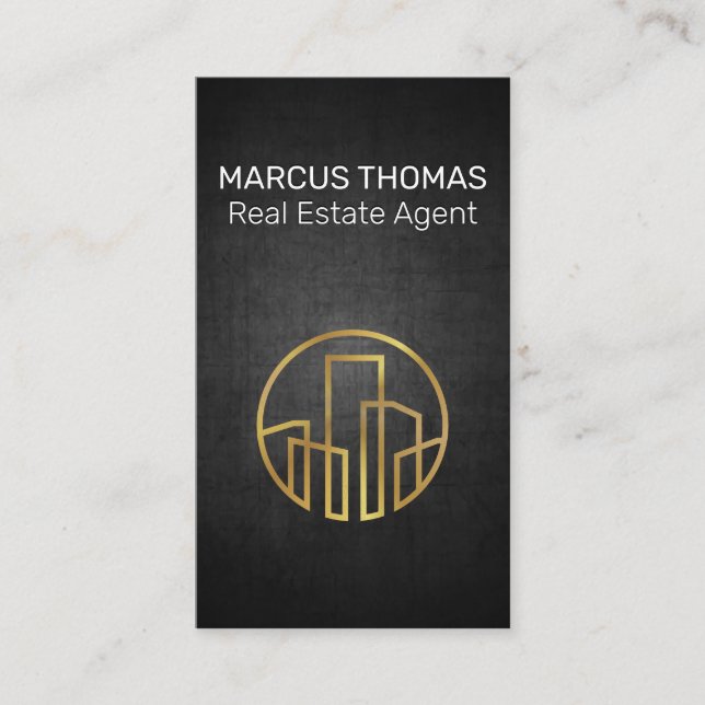 Gold Building | Dark Texture Background Appointment Card (Front)