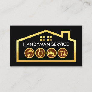 Gold Building Handyman Tools Frame Business Card