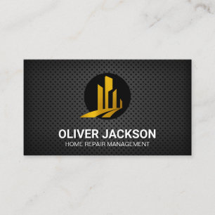 Gold Building Logo   Perforated Mesh Business Card