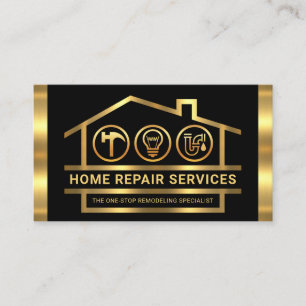 Gold Building Structure Handyman Tools Business Card