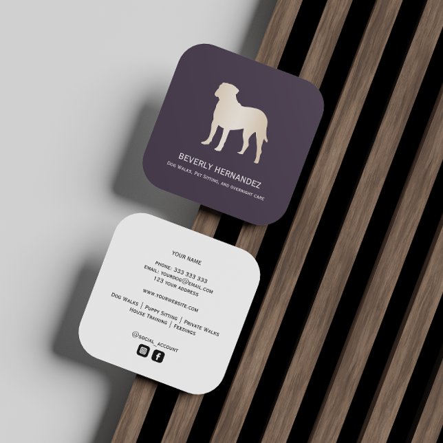 Gold Bullmastiff Dog Walker Trainer Puppy sitter  Square Business Card (Creator Uploaded)