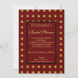 Gold Burgandy Bridal Shower Girls Night Out   Invitation