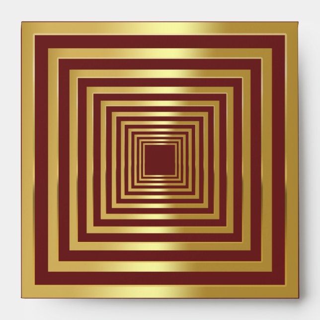 Gold burgundy 3d illusion square Envelope (Front)