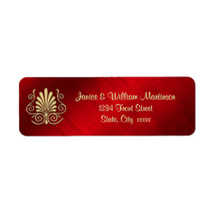 Gold Burgundy Art Deco Party Adresse de retour