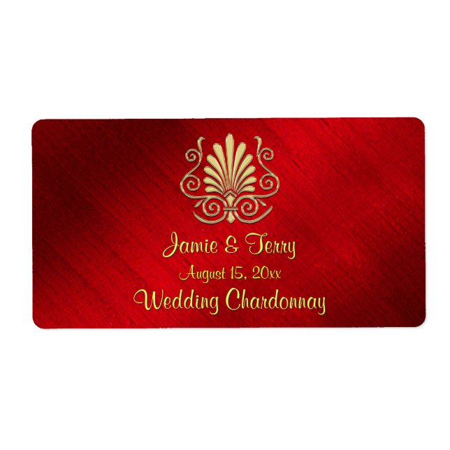 Gold Burgundy Art Deco Party H Étiquette de vin (Devant)
