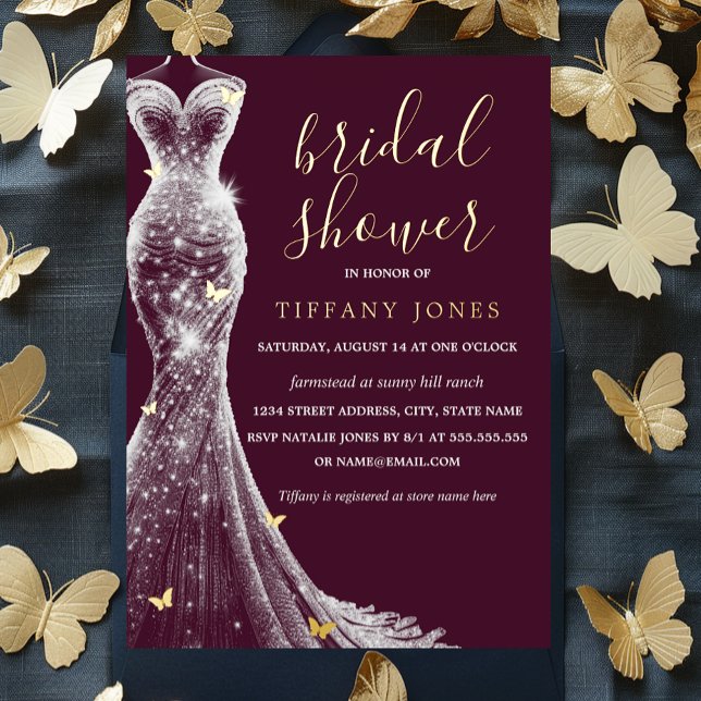 Gold Burgundy Butterfly Dress Bridal Shower  (Creator Uploaded)