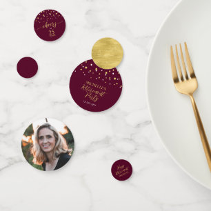 Gold & Burgundy Confetti Parti de retraite moderne