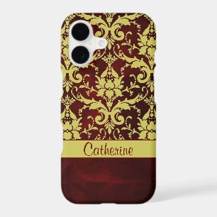 Gold Burgundy Damask Personalized
