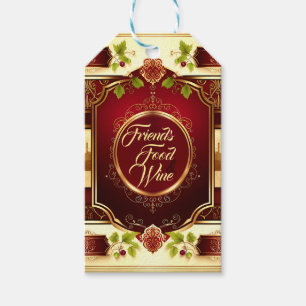 Gold Burgundy Maroon Good Friends Gift Festive Tags