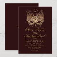 Gold Burgundy Masquerade Wedding