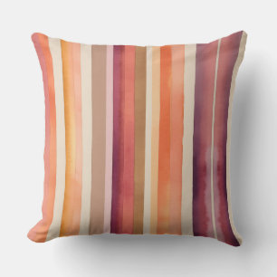 Gold, burgundy, red, orange and purple stripes 2 throw pillow