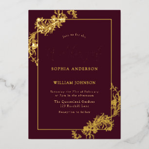 Gold Burgundy Vintage Frame Wedding Real