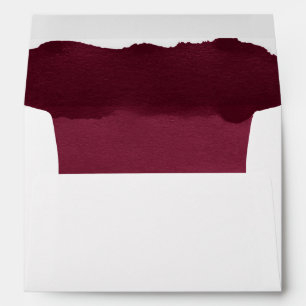 Gold burgundy watercolor ombre stripes envelope