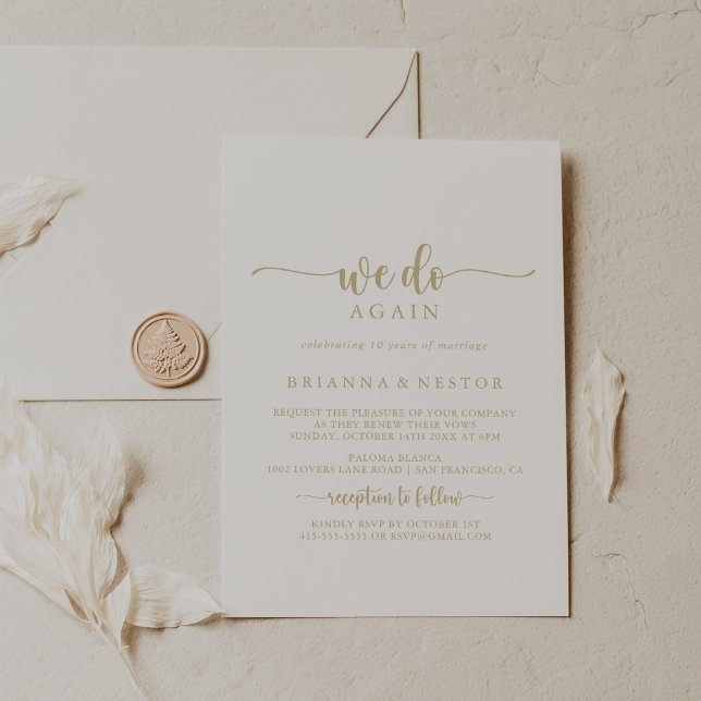 Gold Burgundy We Do Again Vow Renewal  Invitation (Creator Uploaded)