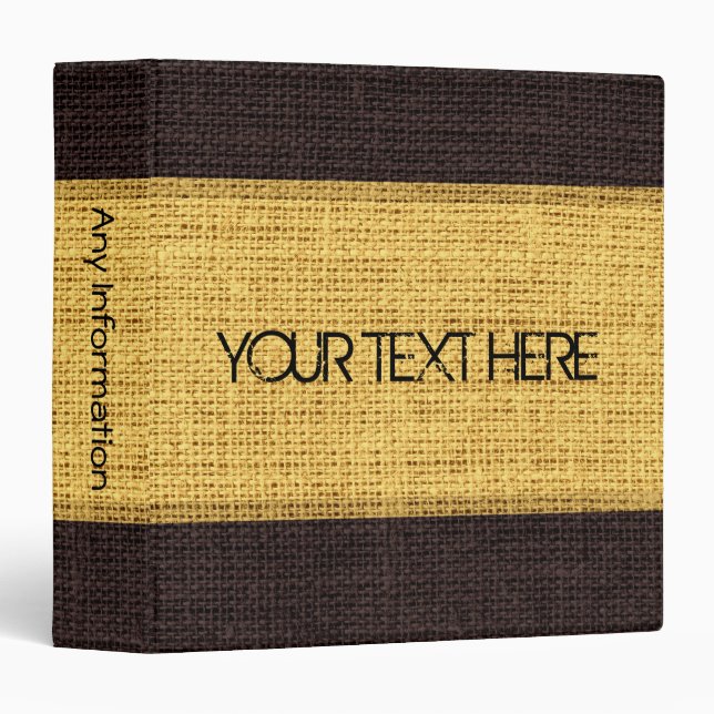 Gold Burlap Linen Rustic Jute Binder (Front/Spine)