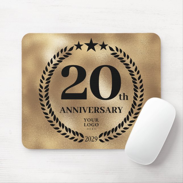 Gold Business 20th Anniversary Commemorative  Mouse Pad (With Mouse)