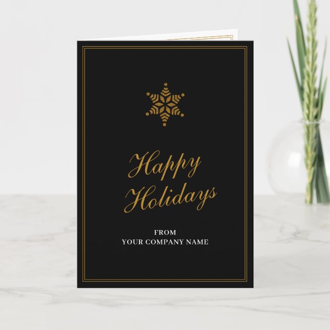 Gold Business Christmas Clients Customer Employees Holiday Card (Front)