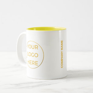 Gold Business Logo & Name on a White Branded Two-Tone Coffee Mug