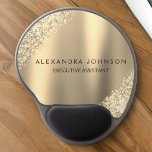 Gold Business Professional Sparkle Glitter Gel Mouse Pad<br><div class="desc">Gold Glitter Faux Sparkle Glitter Metallic Foil Minimalist Business Mousepad (Mouse Pad) with black lettered typography for the monogram. The Girly Business design can be customized with your name. Please contact the designer for customized matching items.</div>