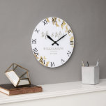 Gold Butterflies Boho Chic Wedding Anniversary Large Clock<br><div class="desc">A boho chic, modern, elegant, personalized wedding anniversary keepsake clock featuring gold butterflies (this is a digital effect, not real foil) and the words "Mr and Mrs" in elegant calligraphy, as well as roman numerals for the clock face. A nice custom wedding gift or wedding anniversary for a young -...</div>