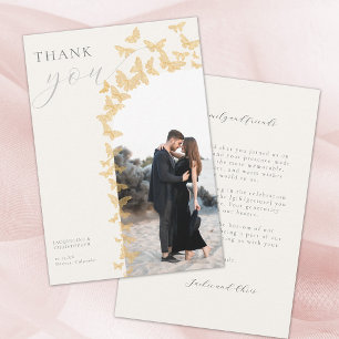 Gold Butterflies Boho Photo Arch Wedding Photo Thank You Card