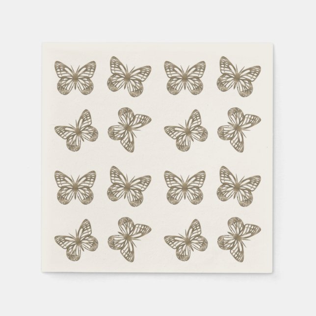 Gold Butterflies Pattern Napkin (Front)