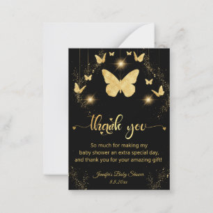 gold butterflies sparkles thank you baby shower card