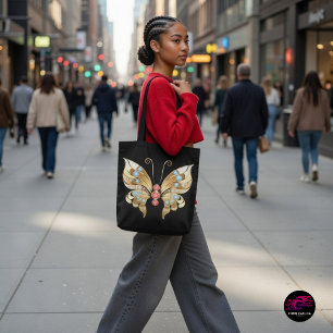 Gold Butterfly Adorned With Gems Tote Bag