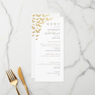 Gold Butterfly Boho Elegant Simple Bridal Shower Menu