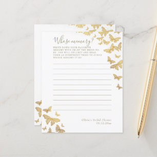 Gold Butterfly Bridal Shower Whose Memory Game