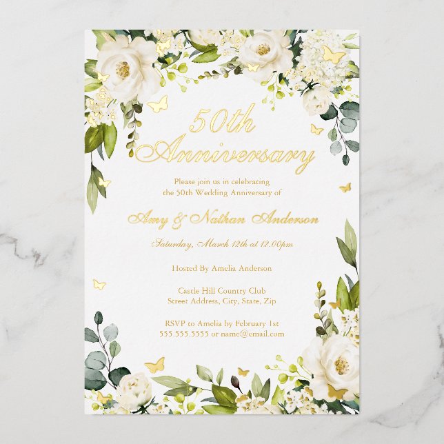 Gold Butterfly Champagne 50th Wedding Anniversary  (Front)