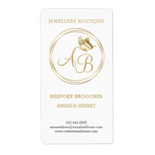 Gold butterfly, circle frame feminine monogram