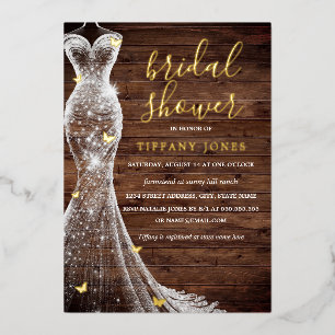 Gold Butterfly Dress Rustic Bridal Shower 
