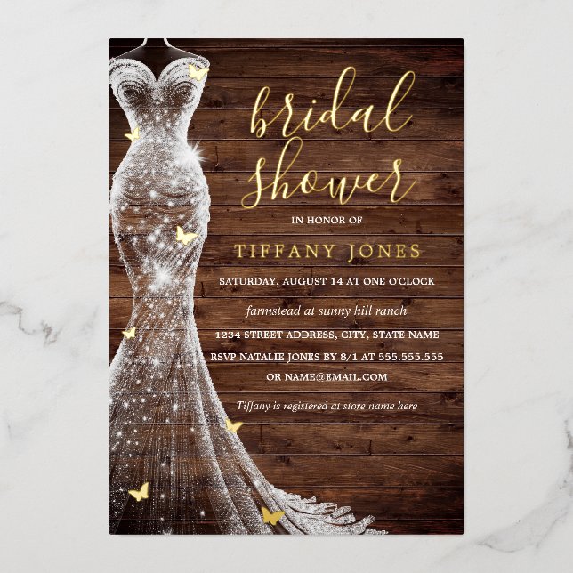 Gold Butterfly Dress Rustic Bridal Shower  (Front)
