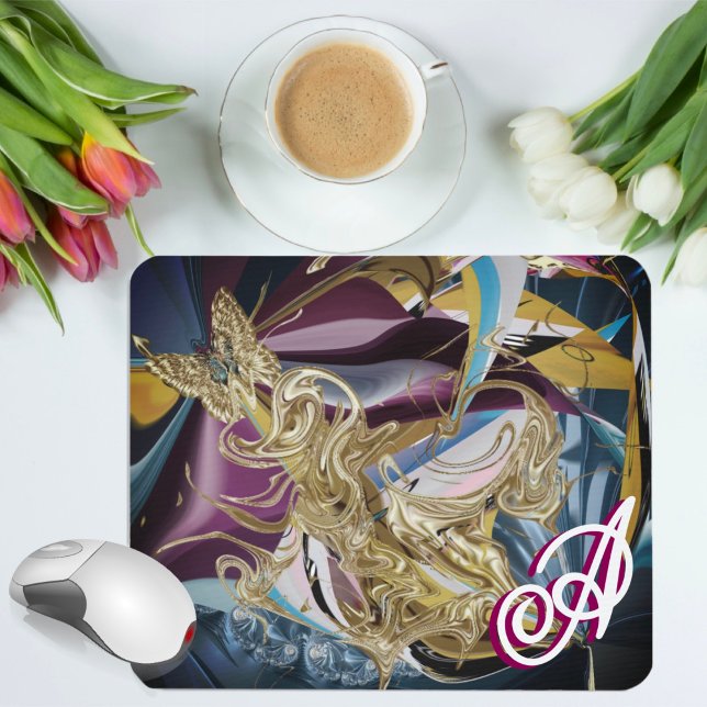 Gold Butterfly “Fog Like” Monogram Liquid Abstract Mouse Pad (Creator Uploaded)