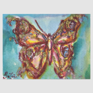 GOLD BUTTERFLY IN BLUE Watercolor Tissue Paper