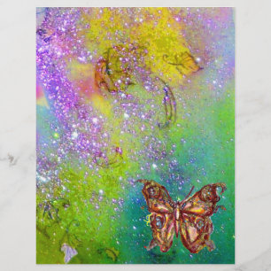 GOLD BUTTERFLY IN YELLOW GREEN PURPLE SPARKLES