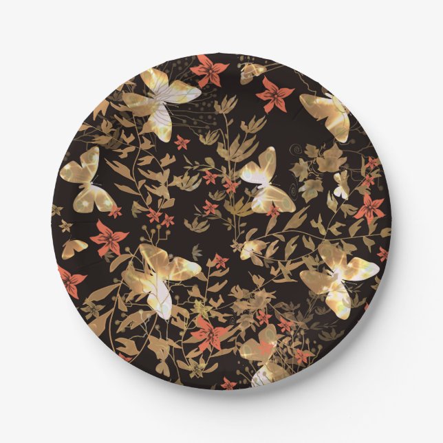 Gold butterfly paper plate (Front)