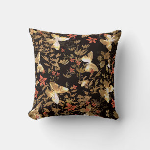 Gold butterfly throw pillow