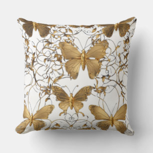Gold Butterfly Throw Pillow: Pillow