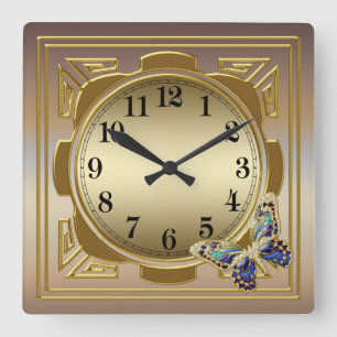 Gold Butterfly Wall Clock